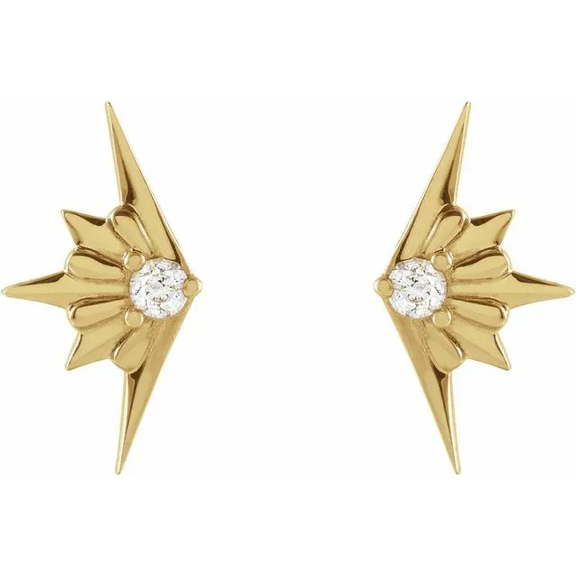 0.03 CTW Natural Diamond Star Starburst Earrings - 14K Gold (Y, R or W), Platinum, or Sterling Silver