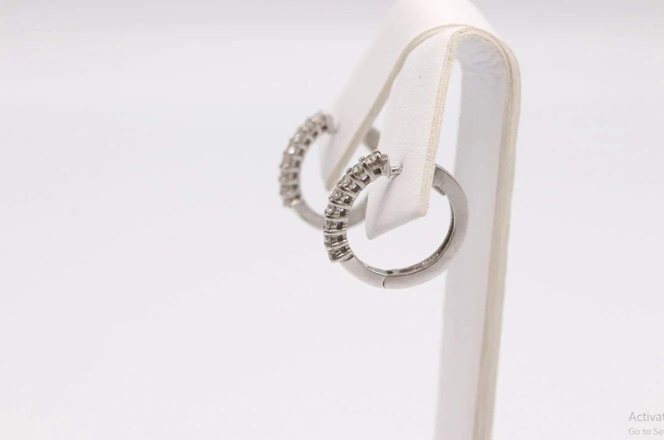 0.34ct -14k White Gold Hoop Earrings