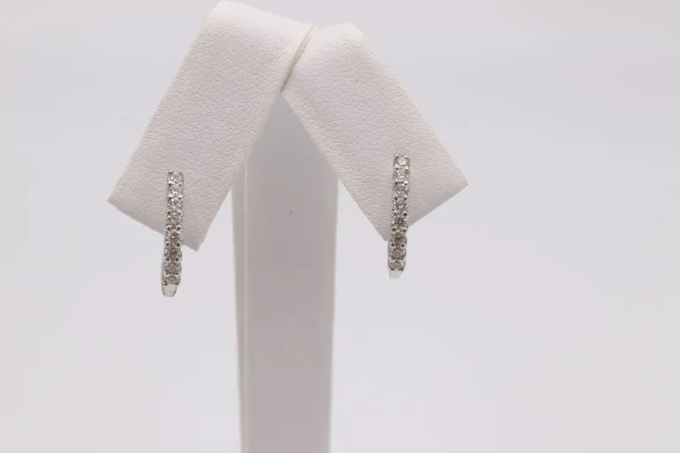 0.34ct -14k White Gold Hoop Earrings