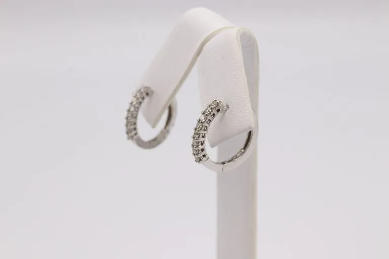 0.34ct -14k White Gold Hoop Earrings