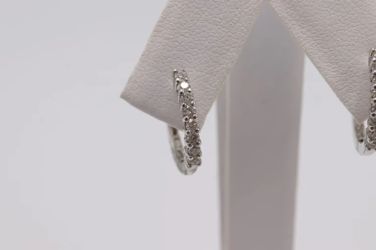 0.34ct -14k White Gold Hoop Earrings