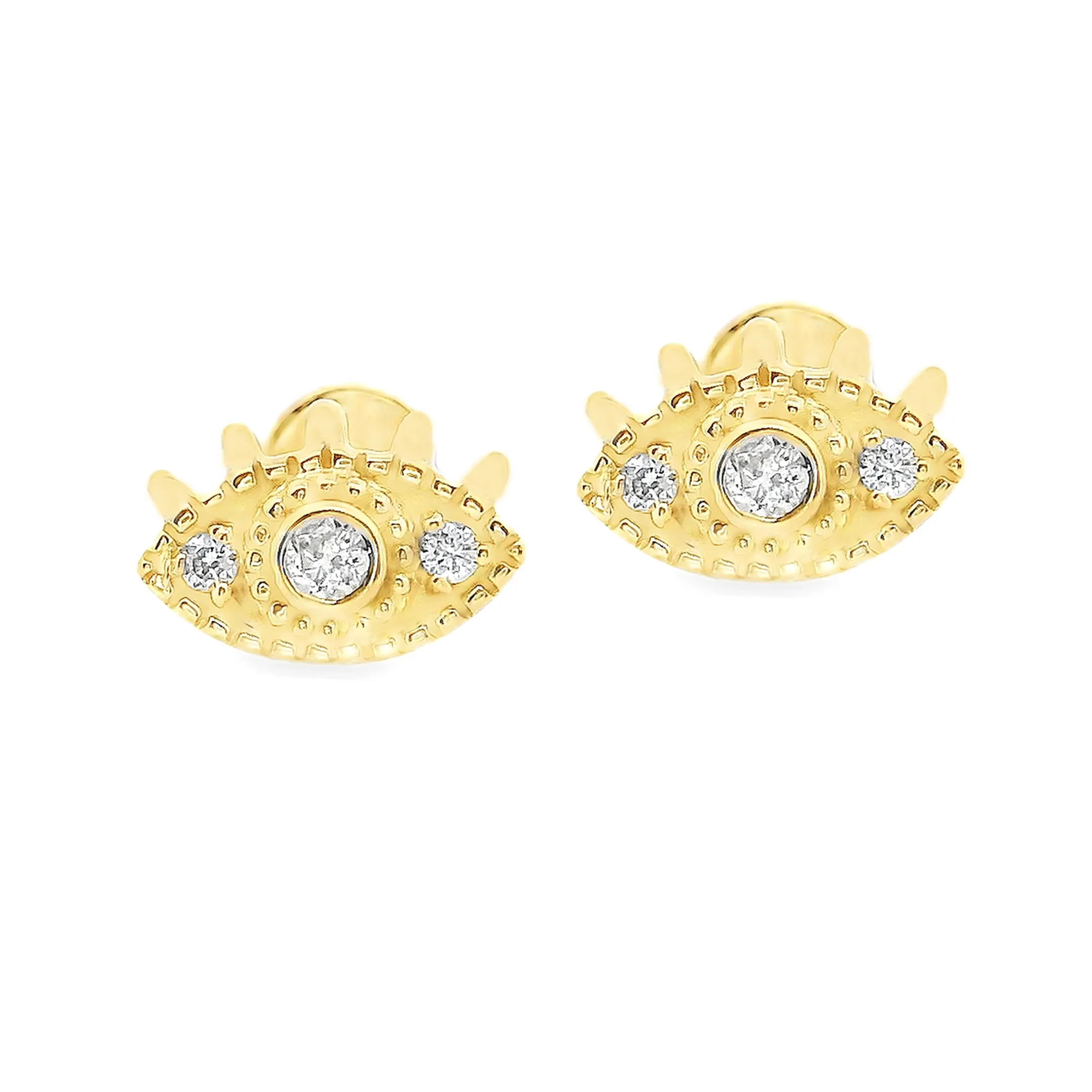 .05ct 18k Gold Diamond Eye Flat Back Studs