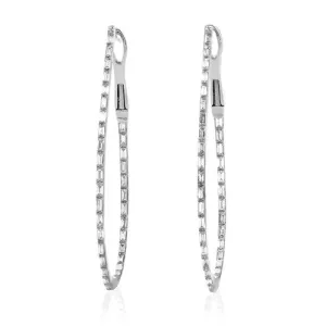 0.98ct Baguette Diamond In&Out Hoop Earrings  18k White Gold