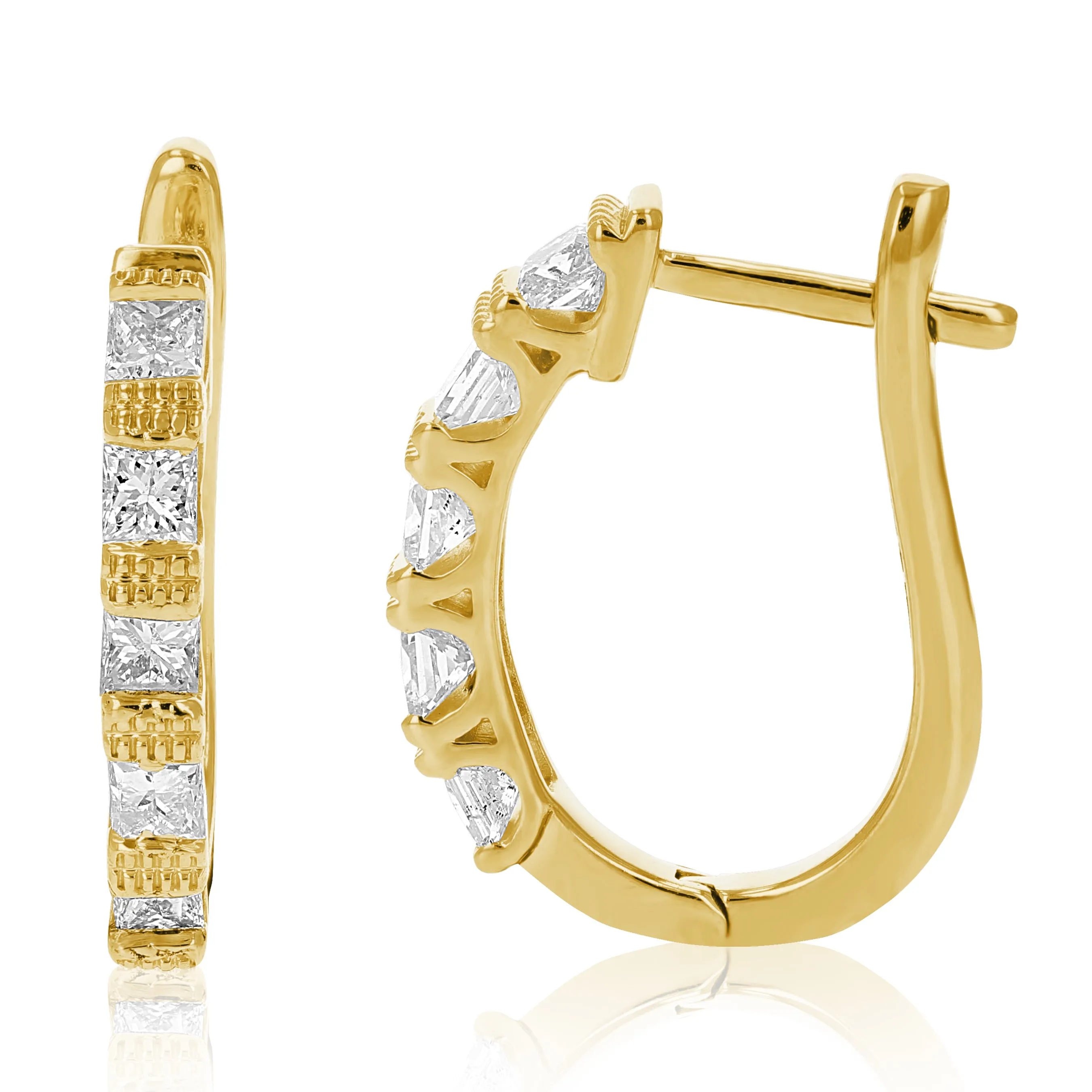 1 cttw Princess Diamond Hoop Earrings in 14K Gold