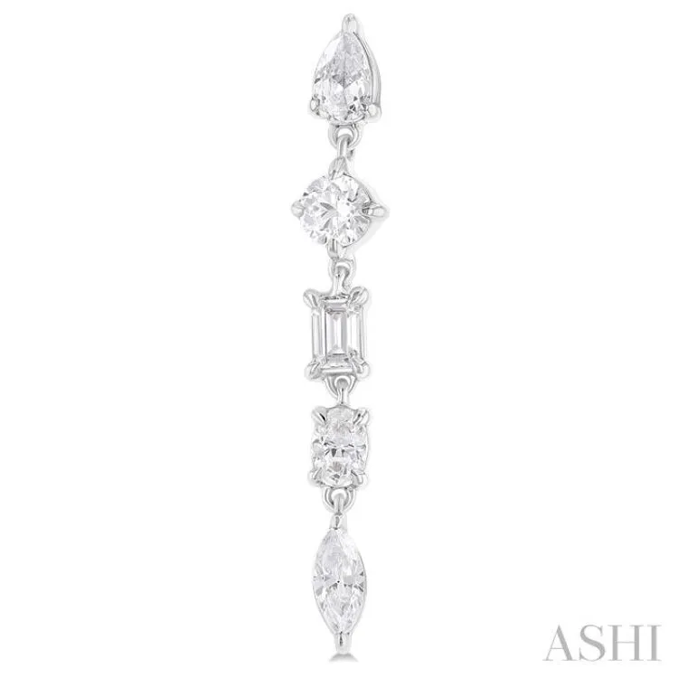 1 ctw Mixed Diamond Cut Fashion Earring in 14K White Gold