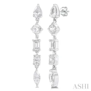 1 ctw Mixed Diamond Cut Fashion Earring in 14K White Gold