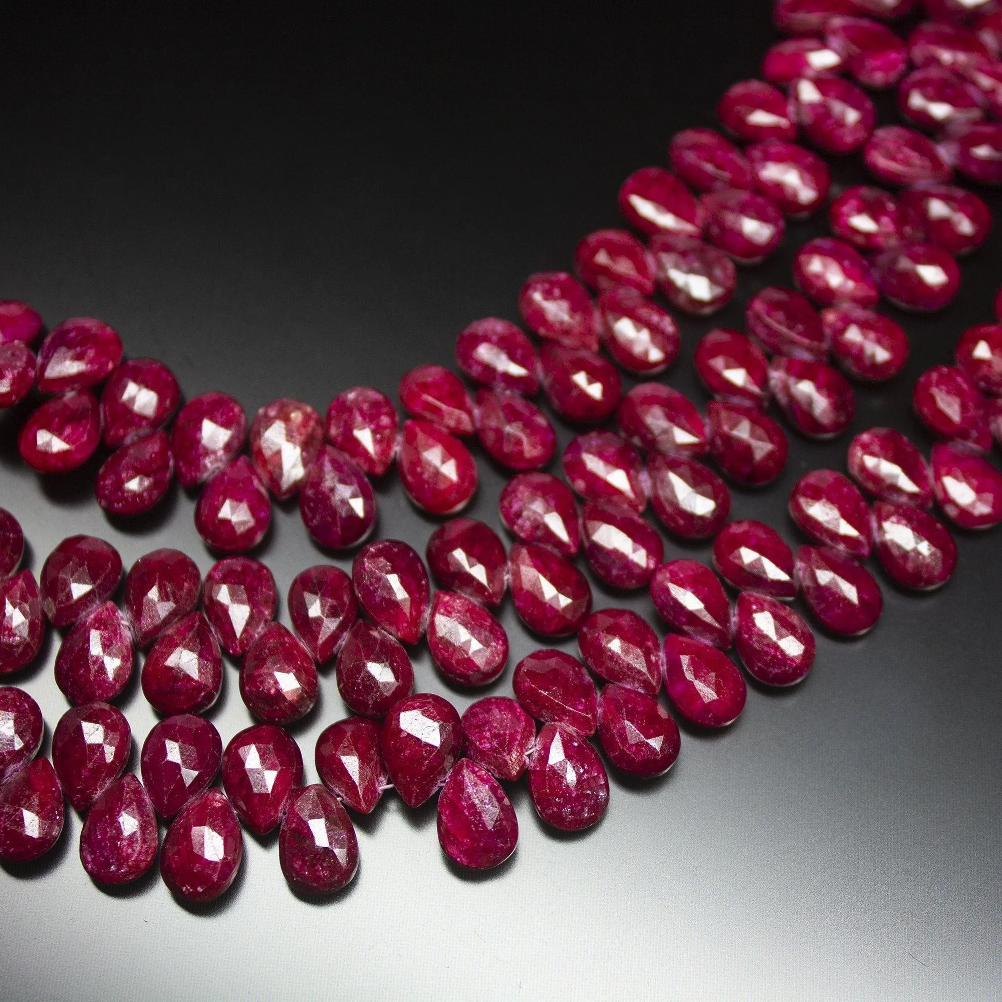 10 matching pair, 10mm, Natural Blood Red Ruby Faceted Pear Drop Briolette Loose Gemstone Beads, Natural Ruby, Ruby Briolette