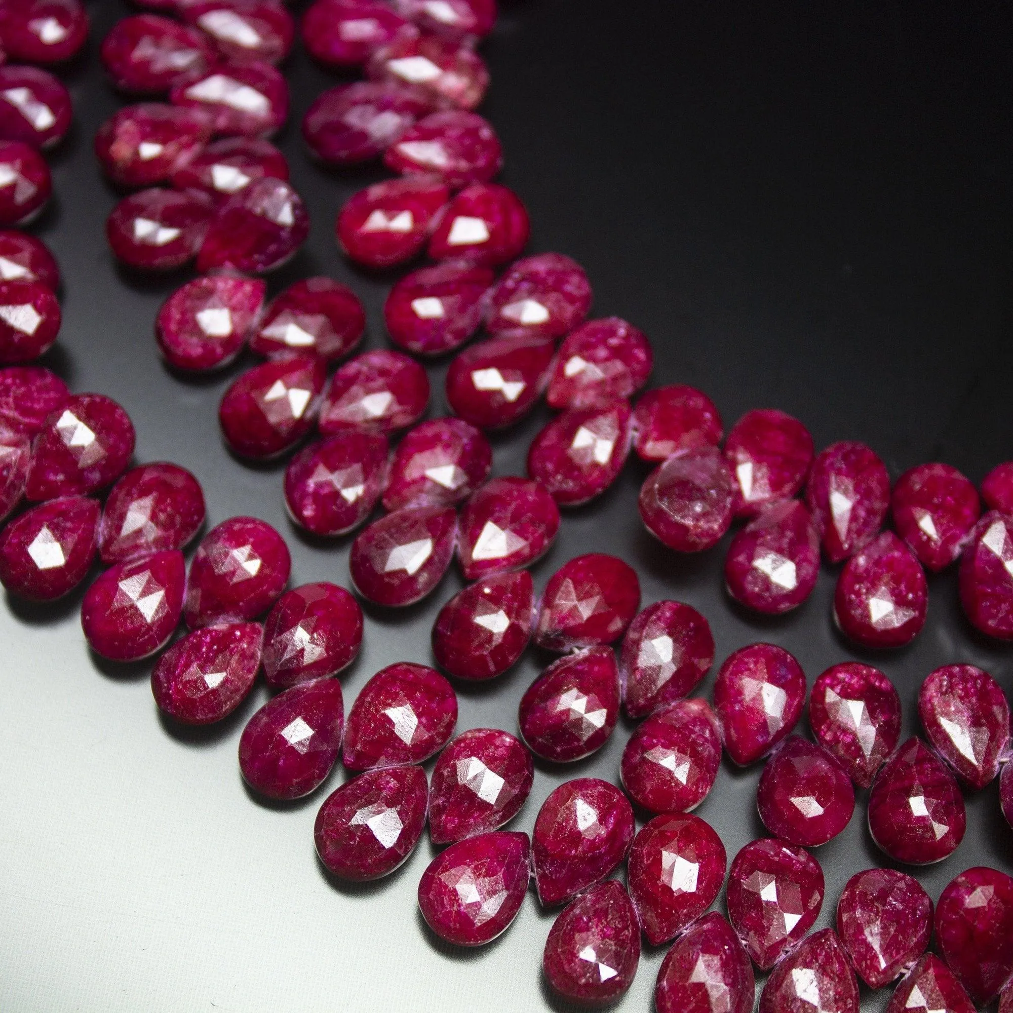 10 matching pair, 10mm, Natural Blood Red Ruby Faceted Pear Drop Briolette Loose Gemstone Beads, Natural Ruby, Ruby Briolette