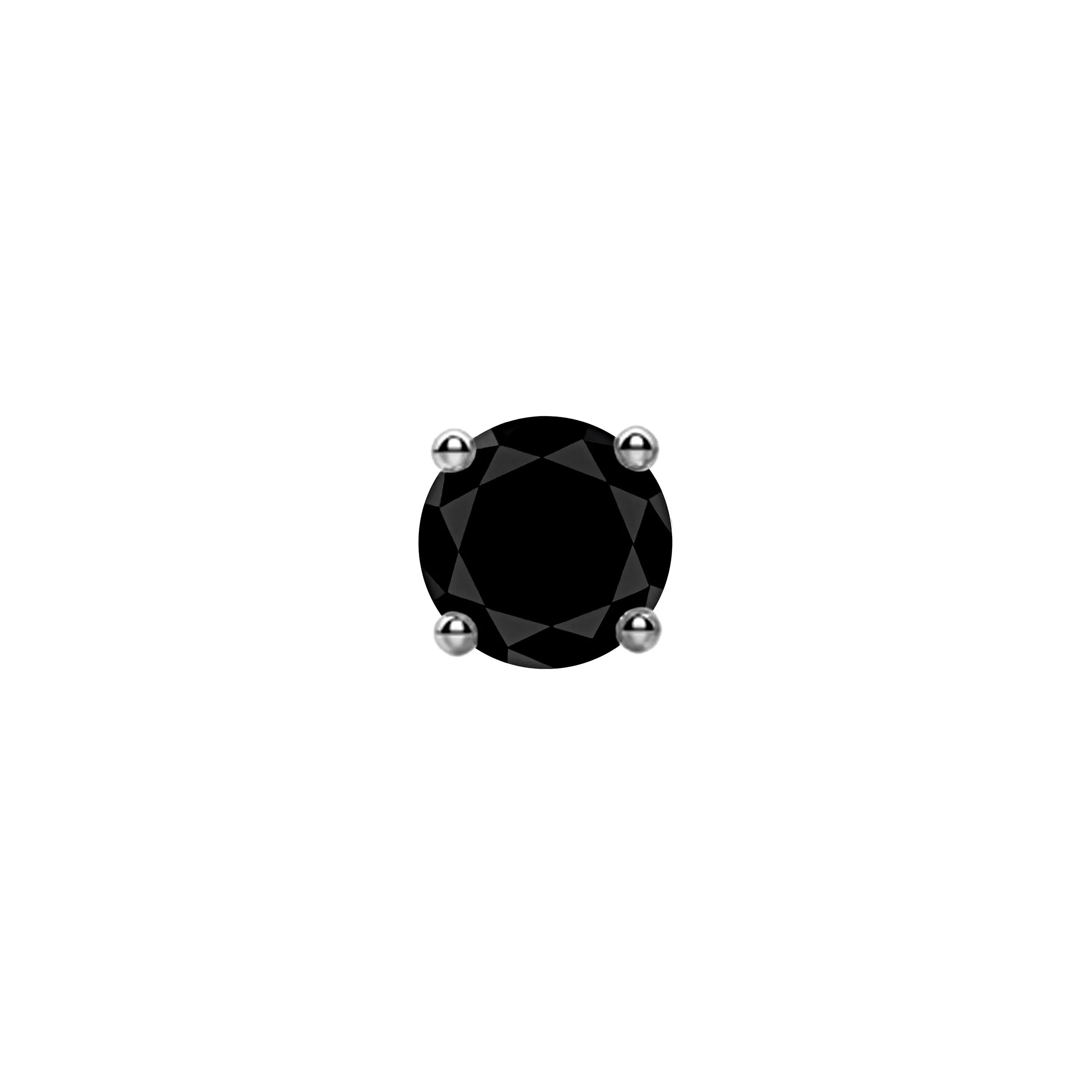 1.00tcw Round Black Diamonds in 14K White Gold Solitaire Stud Earrings