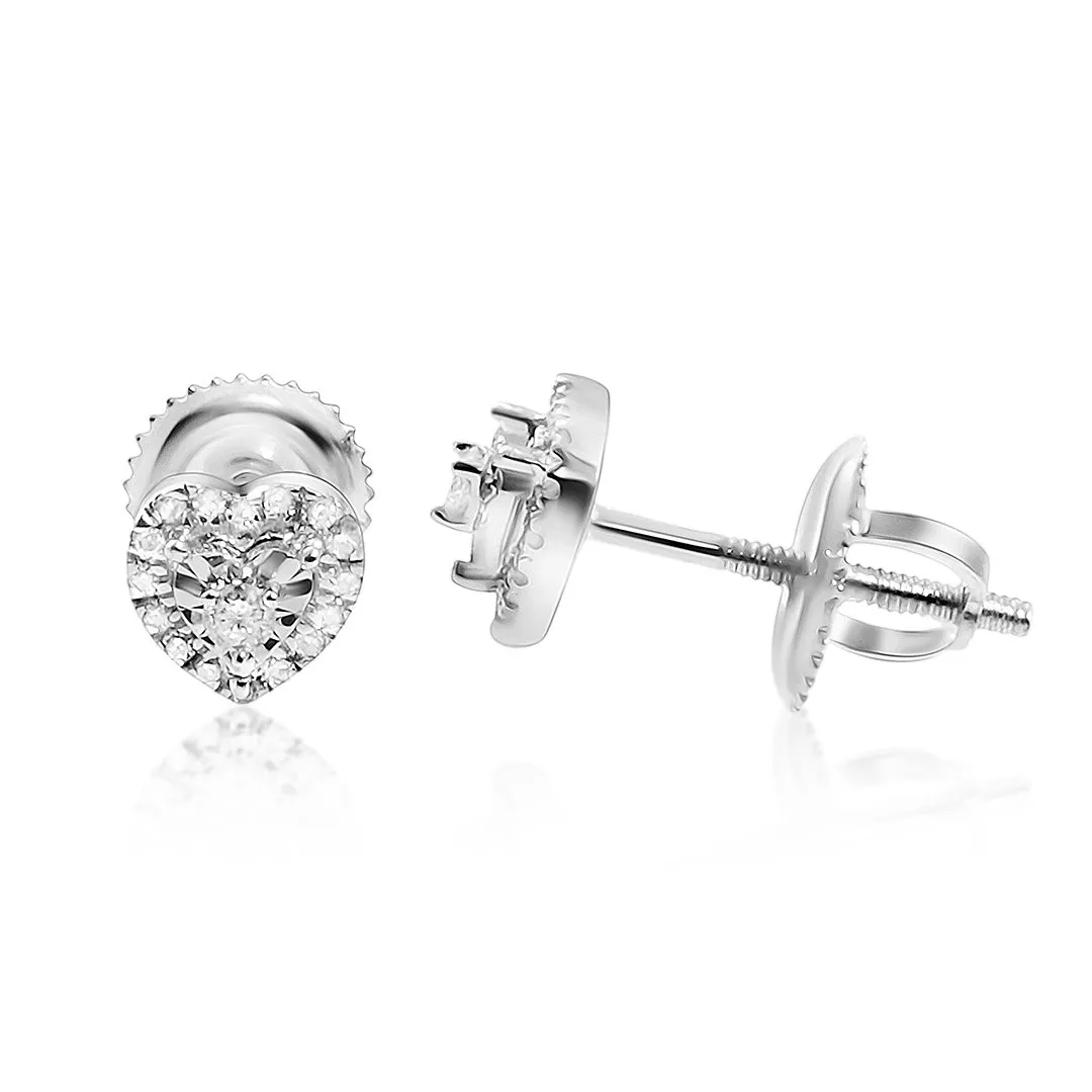 10k Gold Diamond Heart Shaped Earrings 0.11 Ctw