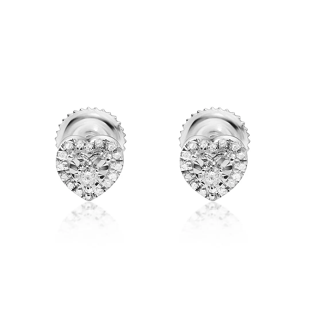 10k Gold Diamond Heart Shaped Earrings 0.11 Ctw
