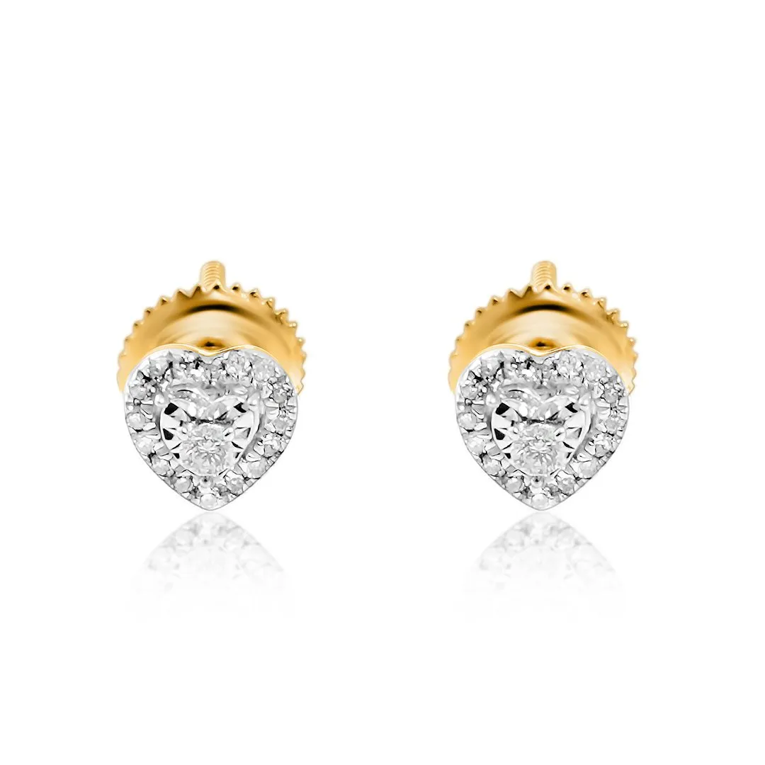 10k Gold Diamond Heart Shaped Earrings 0.11 Ctw