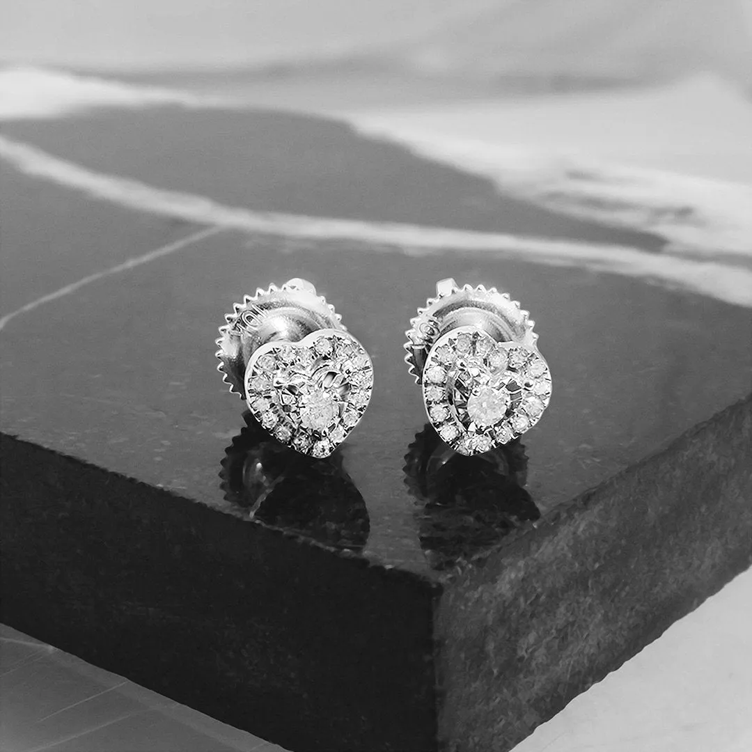 10k Gold Diamond Heart Shaped Earrings 0.11 Ctw