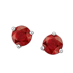 10K White Gold (4mm) Martini Set Ruby Stud Earrings