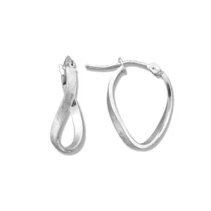 10K White Gold Contemporary Hoop Earrings