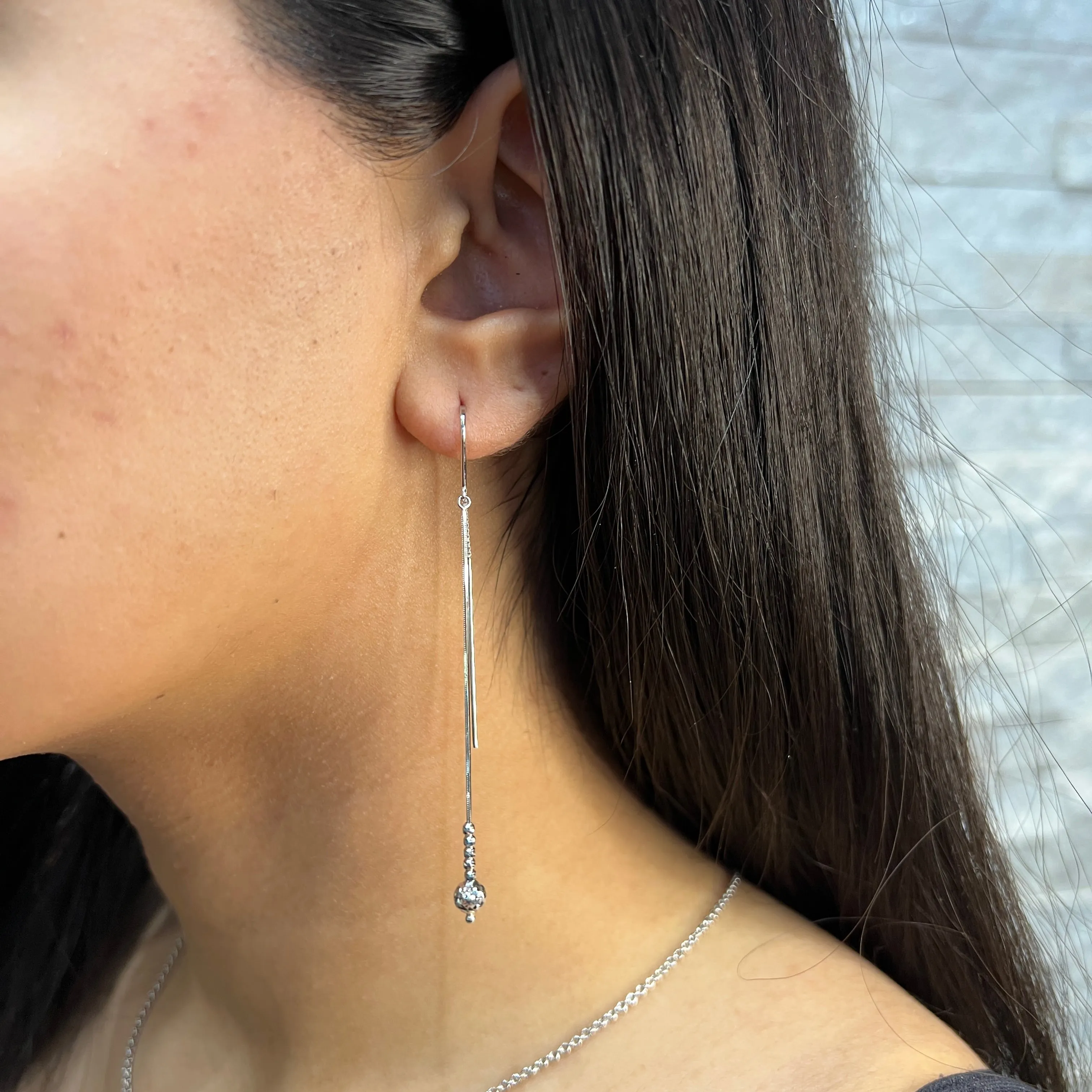 10K White Gold Dangle Earrings