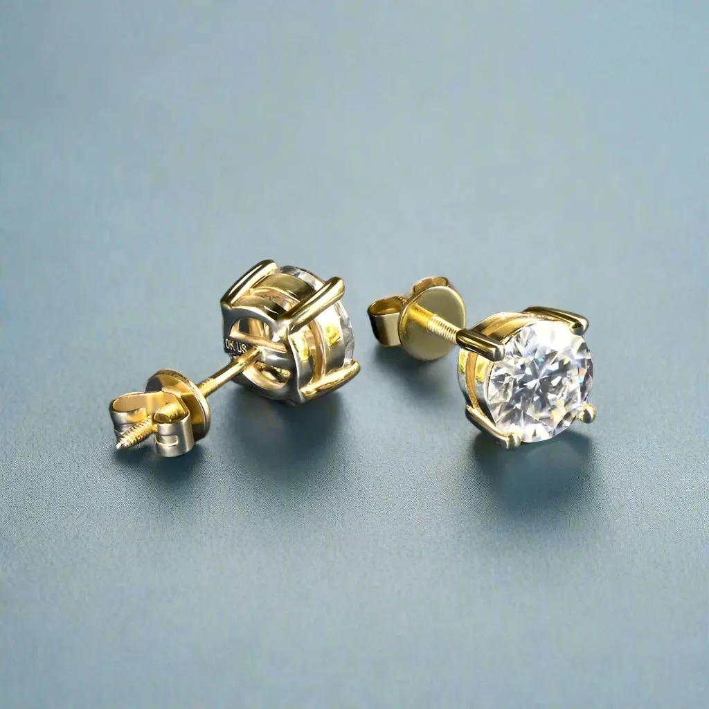 10K Yellow Gold 1.2 Ct Diamond Stud Earrings