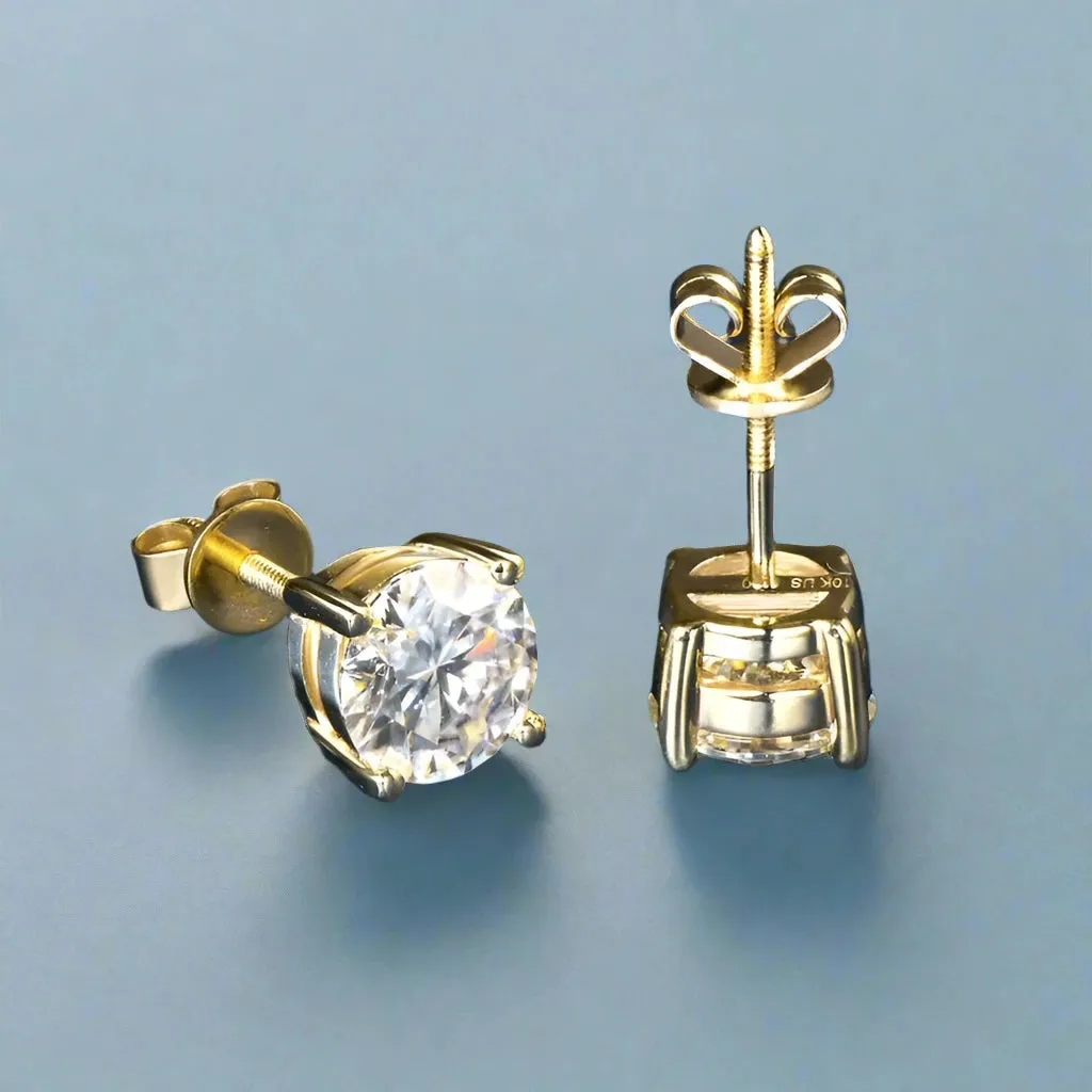 10K Yellow Gold 1.2 Ct Diamond Stud Earrings