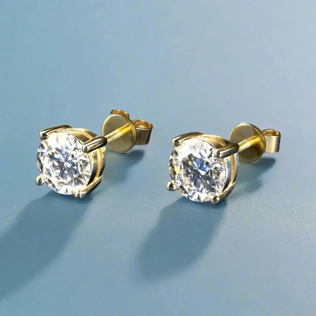 10K Yellow Gold 1.2 Ct Diamond Stud Earrings