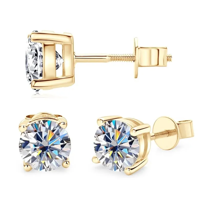 10K Yellow Gold 1.2 Ct Diamond Stud Earrings