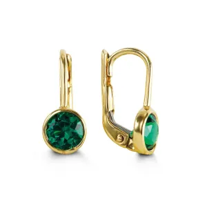 10K Yellow Gold (May) Lever Back Birthstone Earrings