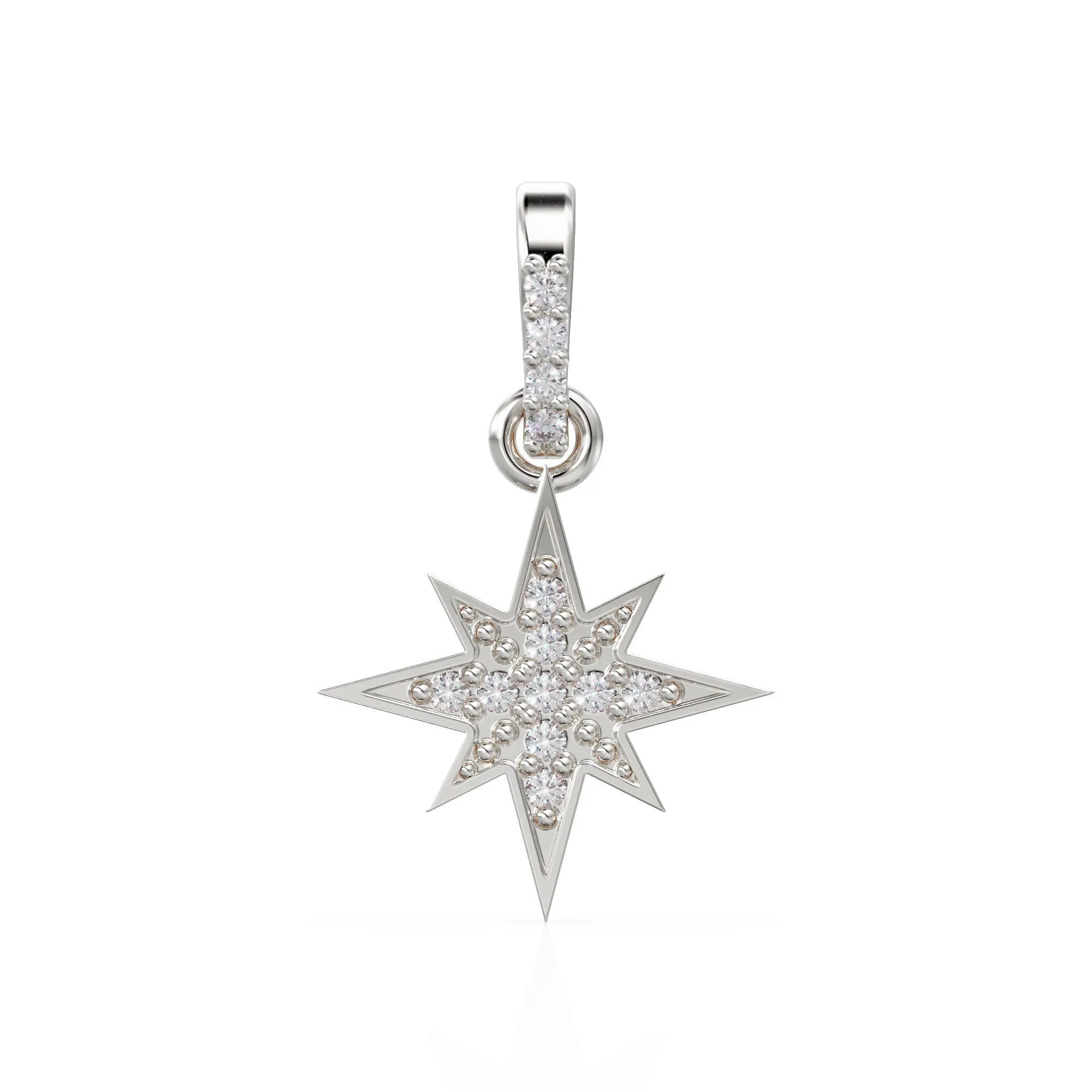 11.5mm 14K Solid Yellow Gold Diamond Starburst Star Charm Necklace Pendant / Solid Gold Starburst Galaxy Space Jewelry