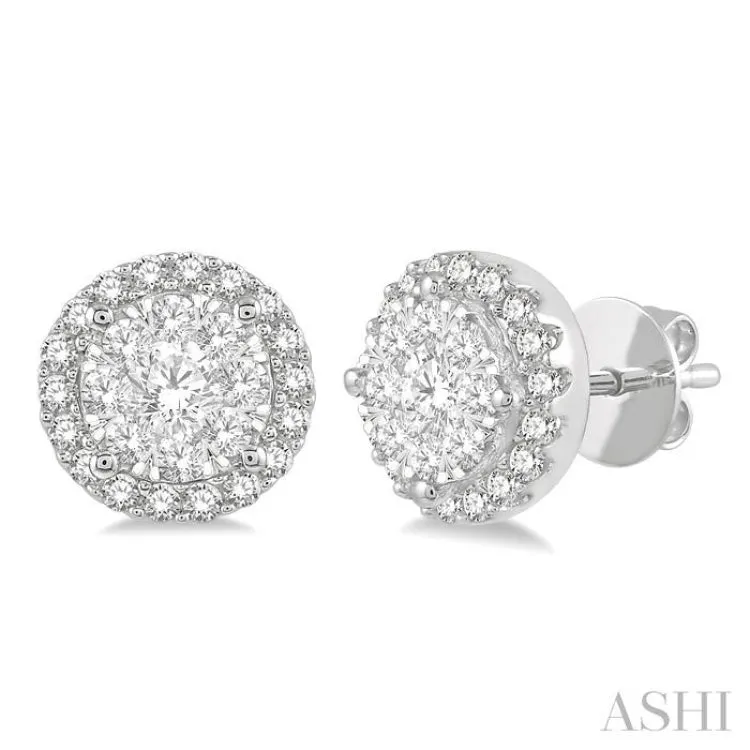 1/2 ctw Lovebright Round Cut Diamond Stud Earrings in 14K White Gold