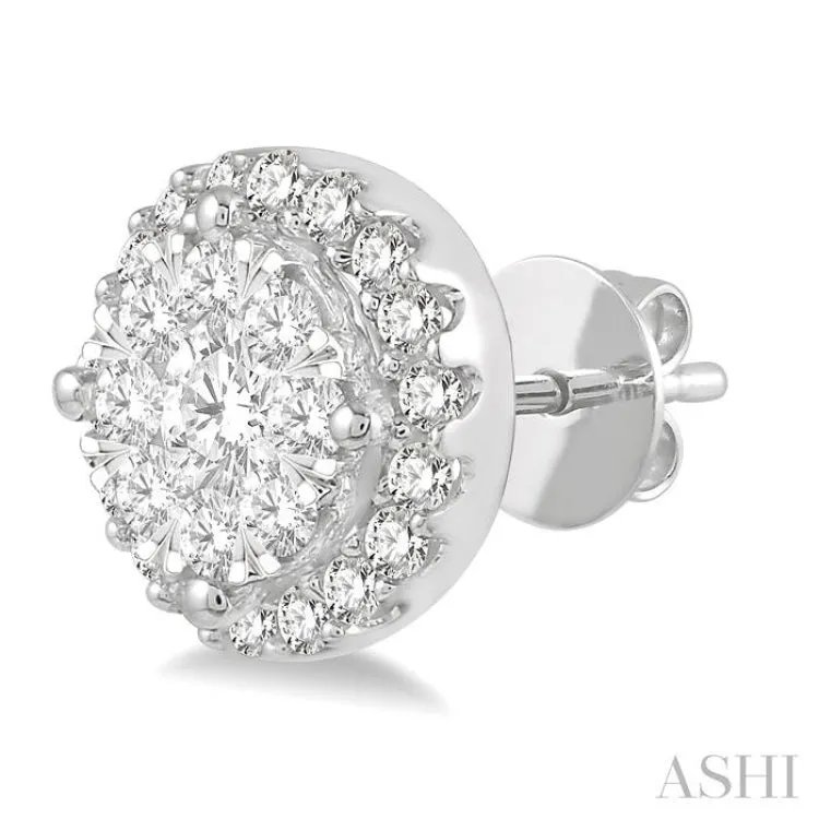 1/2 ctw Lovebright Round Cut Diamond Stud Earrings in 14K White Gold