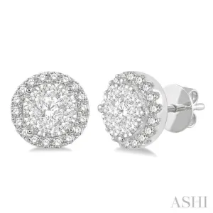 1/2 ctw Lovebright Round Cut Diamond Stud Earrings in 14K White Gold
