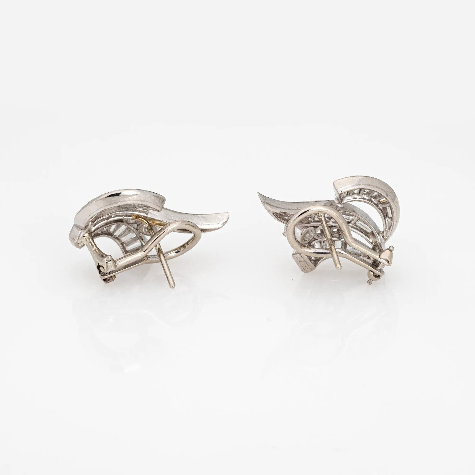 1.25ct Mixed Cut Diamond Earrings Mid Century Platinum Fine Estate Jewelry