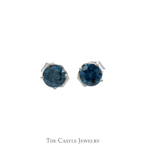 1/2cttw Round Blue Diamond Stud Earrings in 14k White Gold