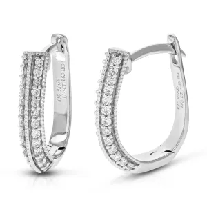 1/3 cttw Lab Grown Diamond Two Row Hoop Earrings in Sterling Silver