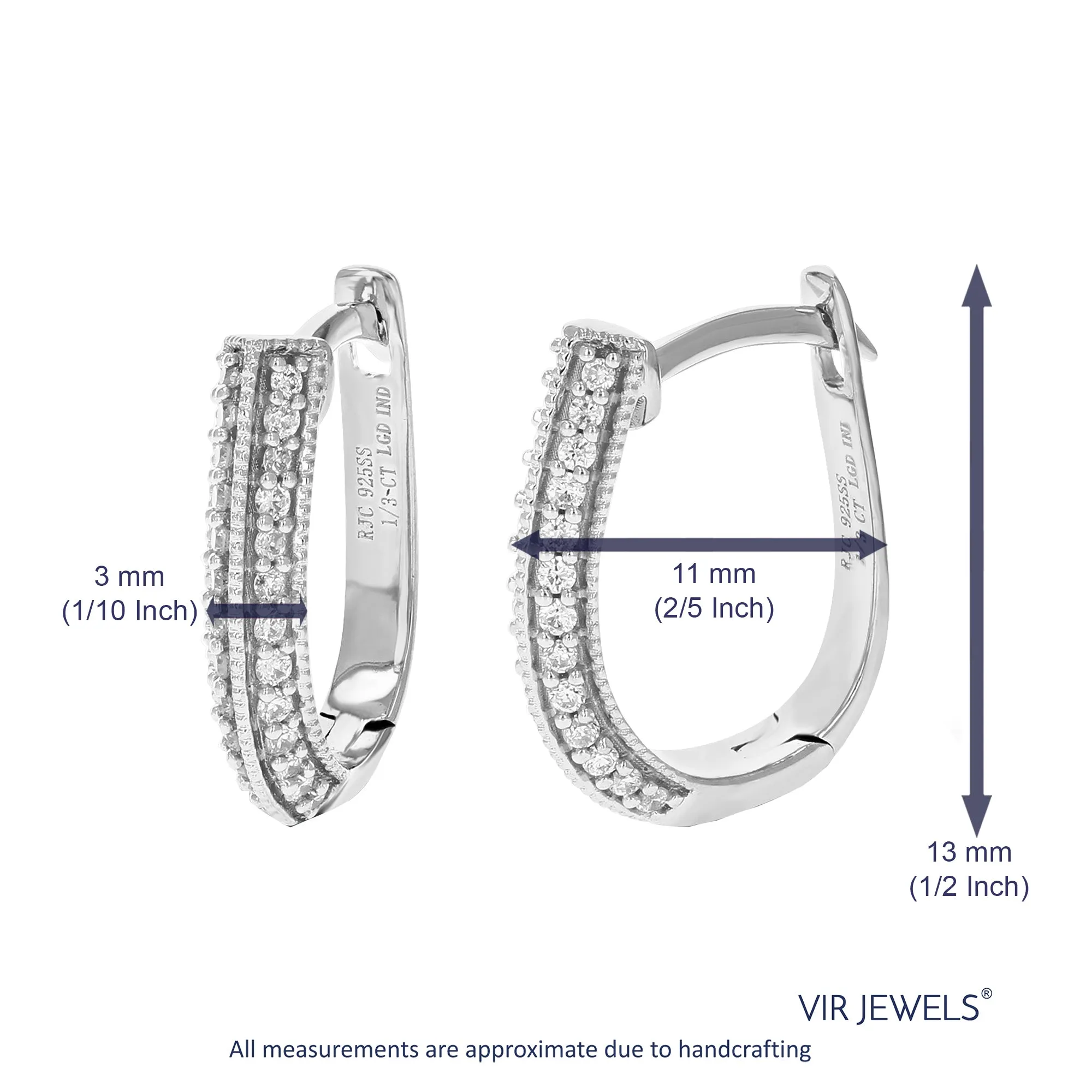 1/3 cttw Lab Grown Diamond Two Row Hoop Earrings in Sterling Silver