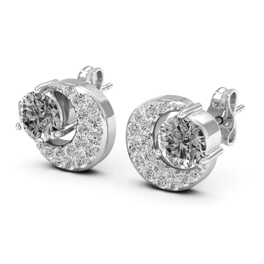 1.31 d.e.w cts Luna Moissanite Stud Earrings