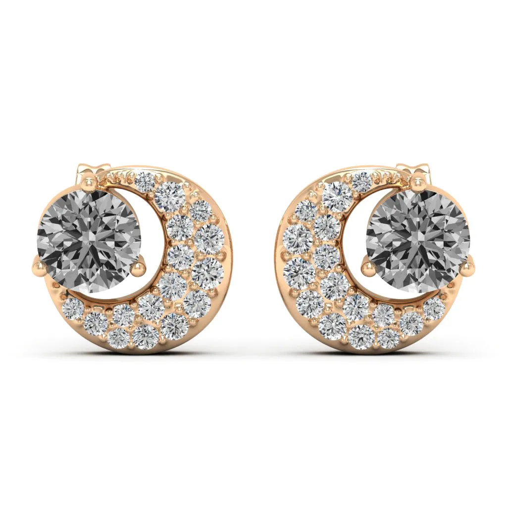 1.31 d.e.w cts Luna Moissanite Stud Earrings