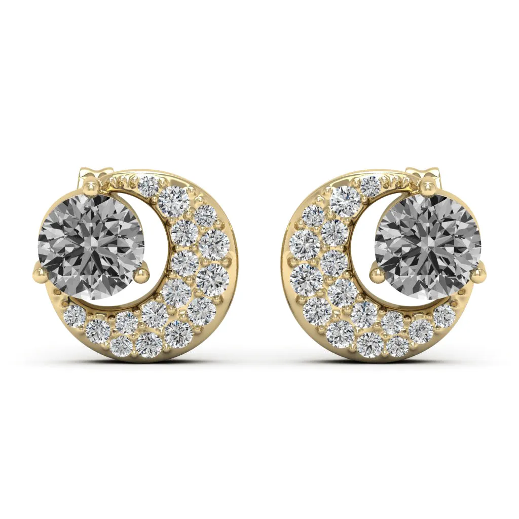1.31 d.e.w cts Luna Moissanite Stud Earrings