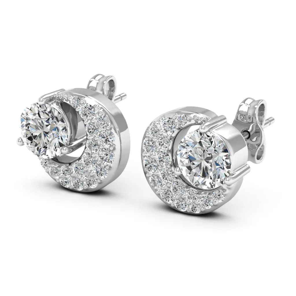 1.31 d.e.w cts Luna Moissanite Stud Earrings