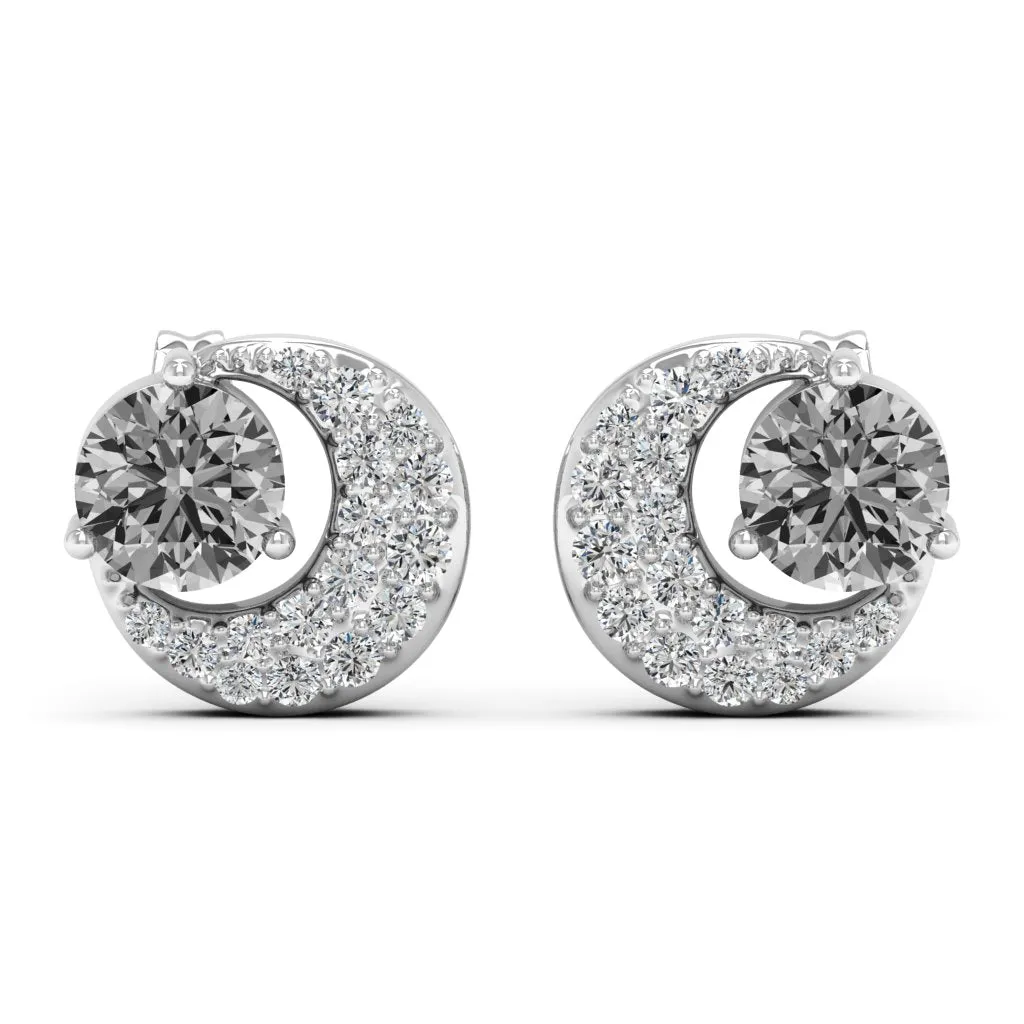 1.31 d.e.w cts Luna Moissanite Stud Earrings