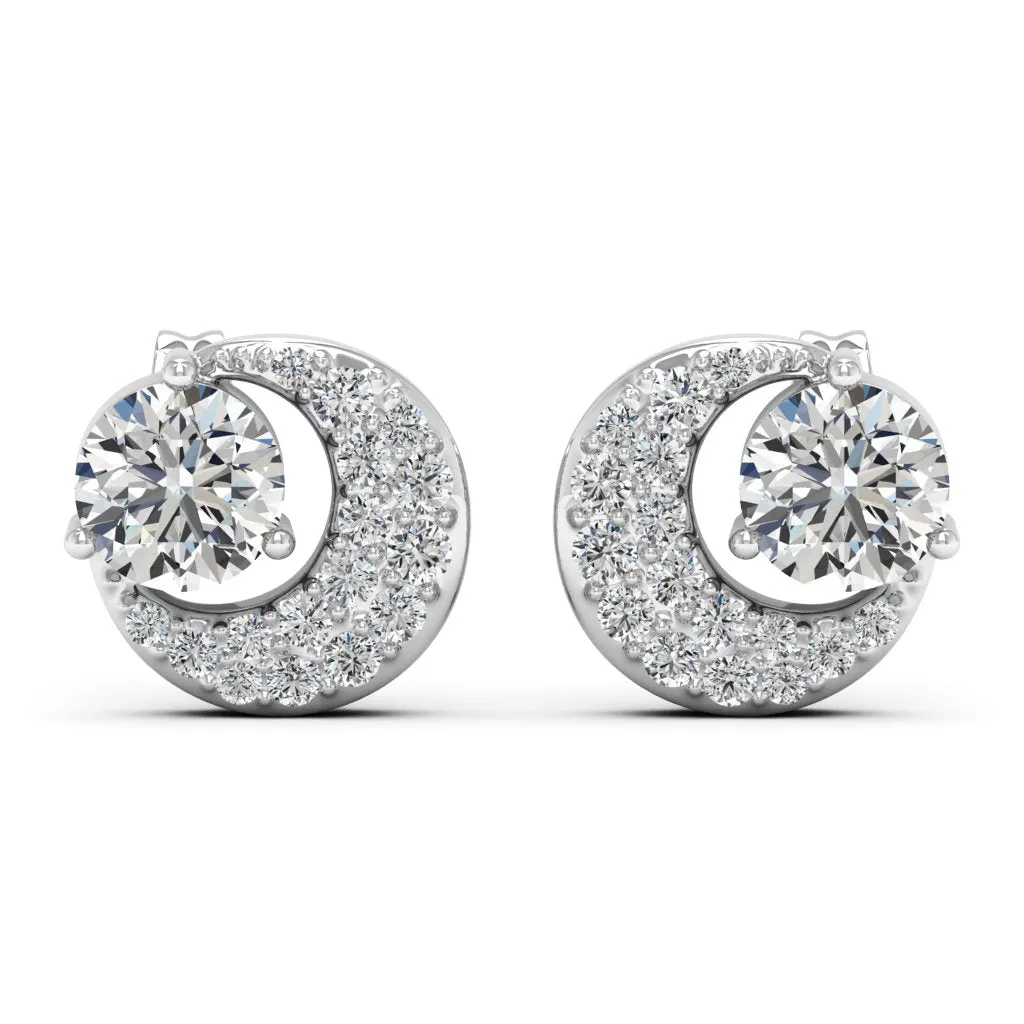 1.31 d.e.w cts Luna Moissanite Stud Earrings