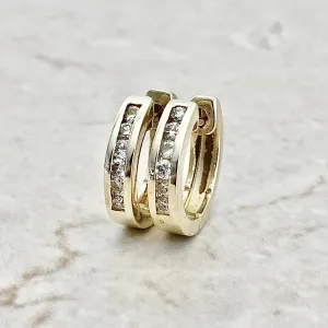 14 Karat Yellow Gold 0.40 Carat Diamond Huggie Hoop Earrings