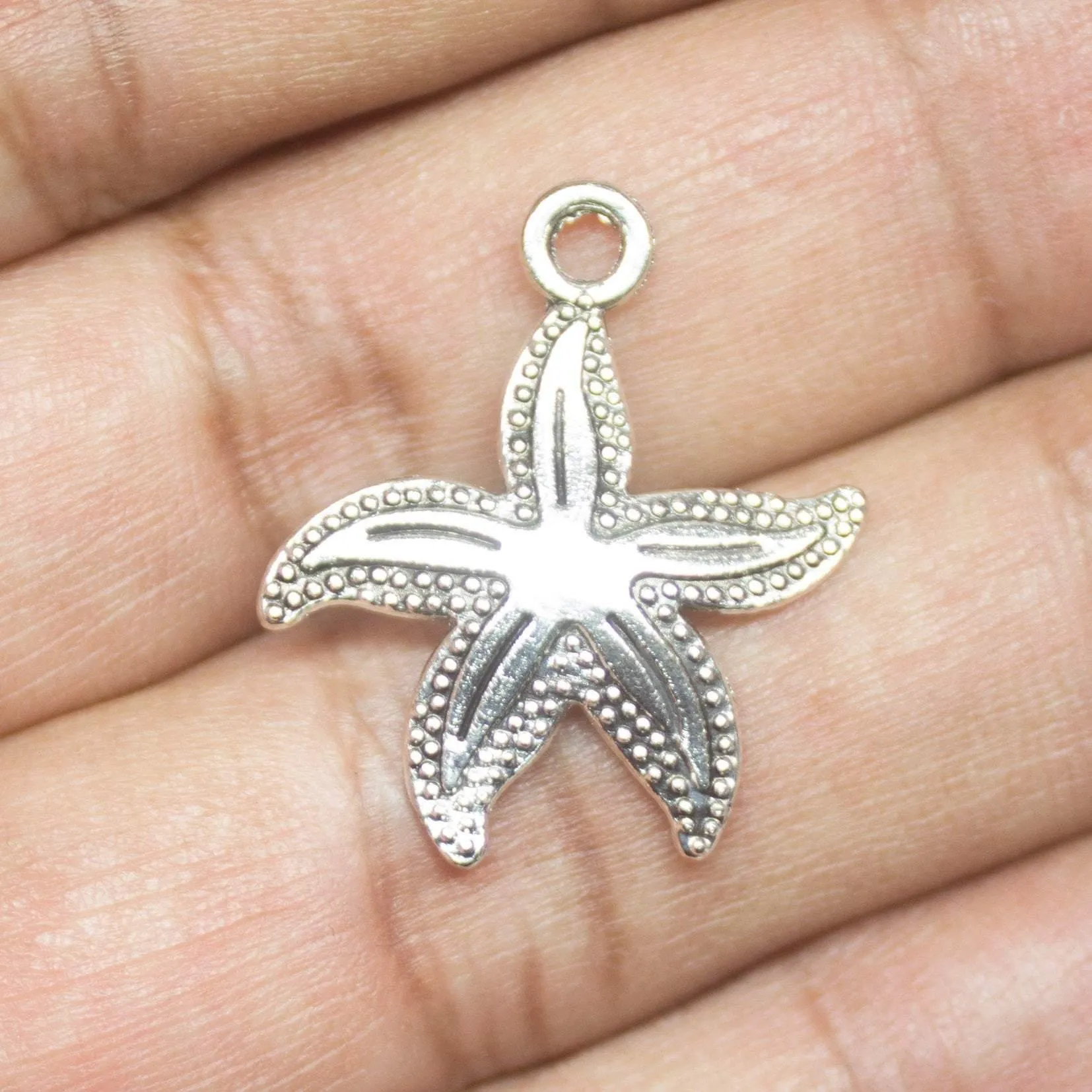 14 Starfish Charms Antique Silver Tone Aquatic Charm