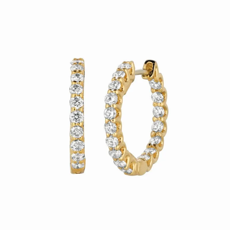 1.40 CARAT DIAMOND HOOP EARRINGS 14K GOLD
