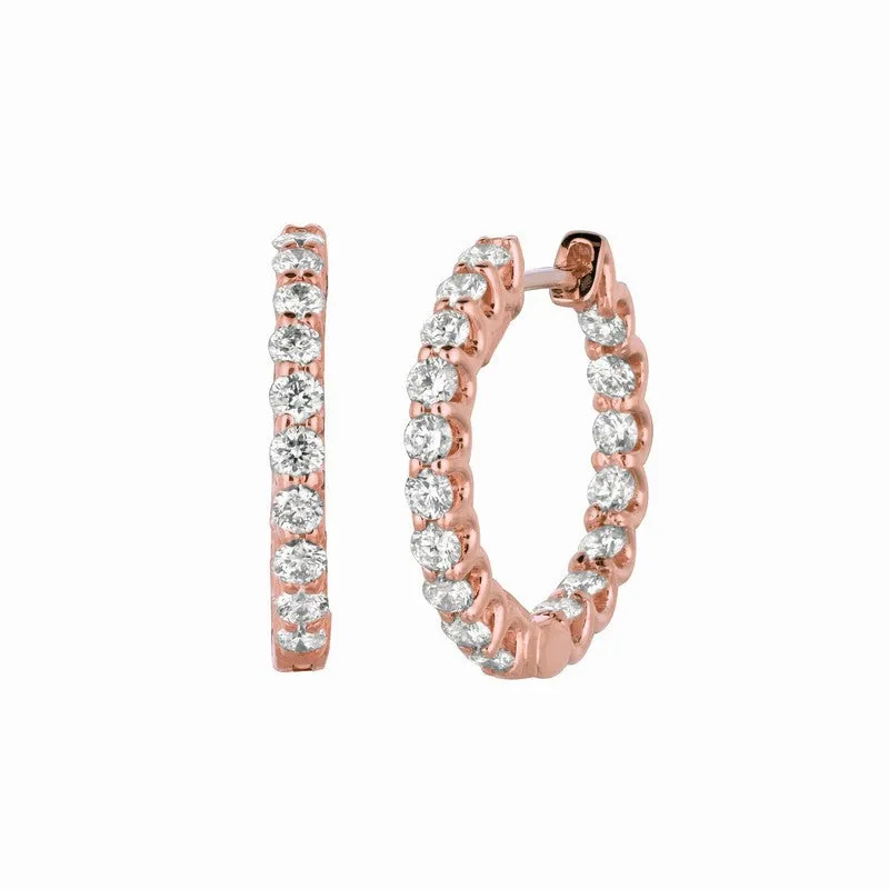 1.40 CARAT DIAMOND HOOP EARRINGS 14K GOLD