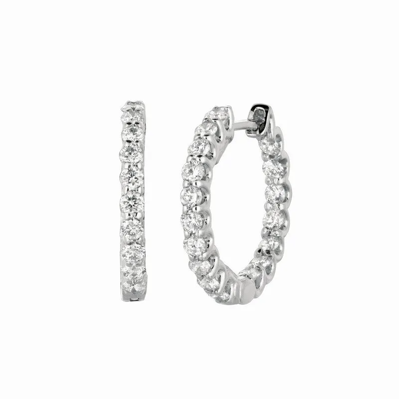 1.40 CARAT DIAMOND HOOP EARRINGS 14K GOLD