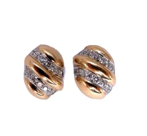 1.48ct. natural round diamond dome wave earrings 18kt platinum