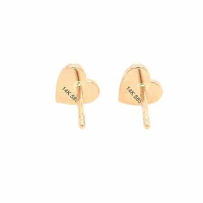14K Diamond Halo Mother of Pearl Heart Earrings Yellow Gold