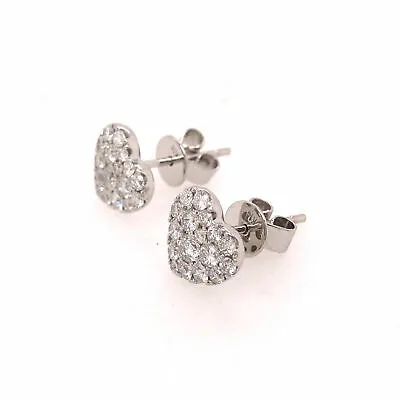 14K Diamond Heart Shape Cluster Earrings White Gold