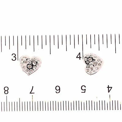 14K Diamond Heart Shape Cluster Earrings White Gold