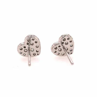 14K Diamond Heart Shape Cluster Earrings White Gold