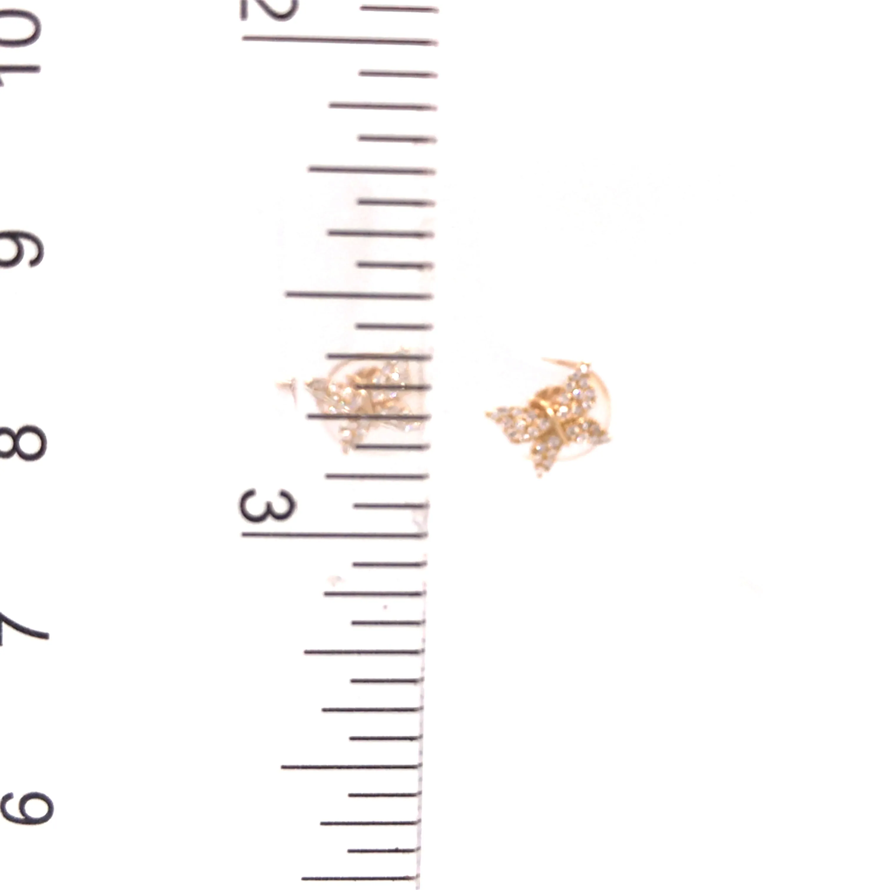 14K Diamond Pave Butterfly Earrings Yellow Gold